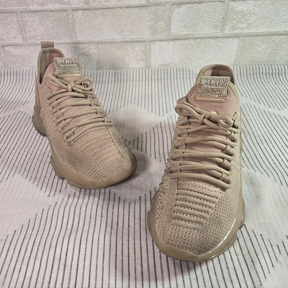 Steve Madden Women's Maxima Glam Beige Sneakers size 9 Used w/ Box